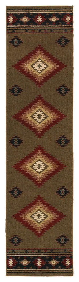 Hudson 087J1 Green/Red 1'10" x 7'6" Rug