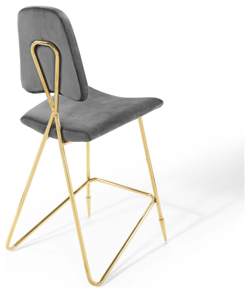 Ponder Bar Stool Performance Velvet Set of 2, Gray