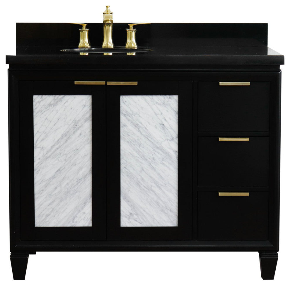 43" Single Vanity, Black Finish With Black Galaxy