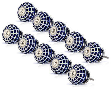 Ceramic Knob, 1-4/7'', Decorative Knob, Blue Drawer Cabinet Knob, 10-Pcs