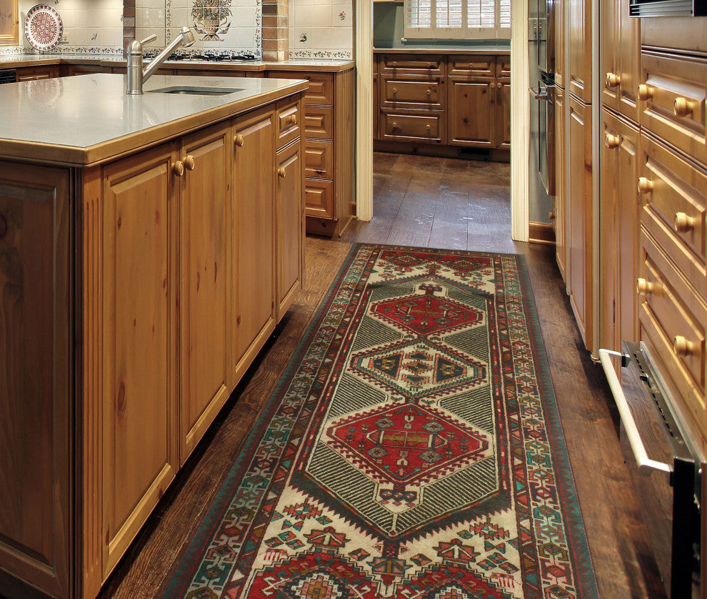 Semi-Antique Chadi Red/Beige Runner, 3'2x10'3