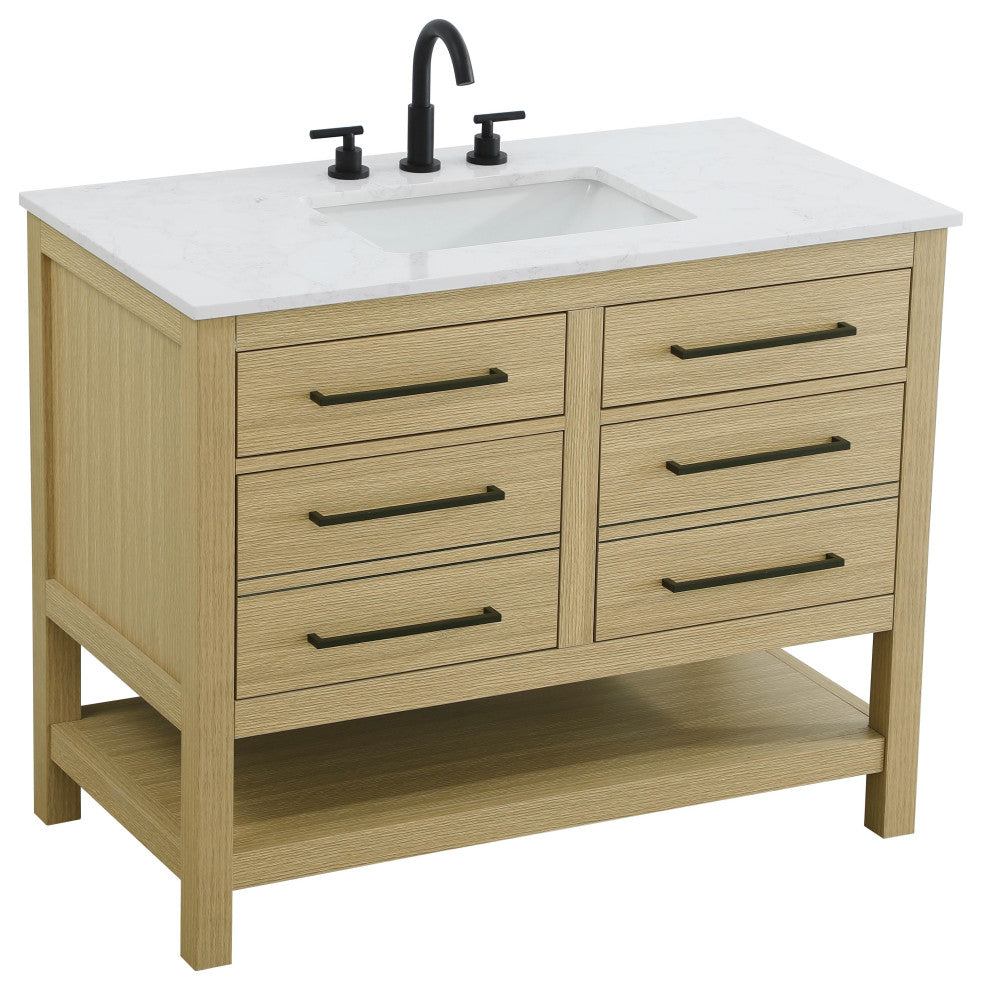Home Living 42" Single Bathroom Vanity, Honey Brown