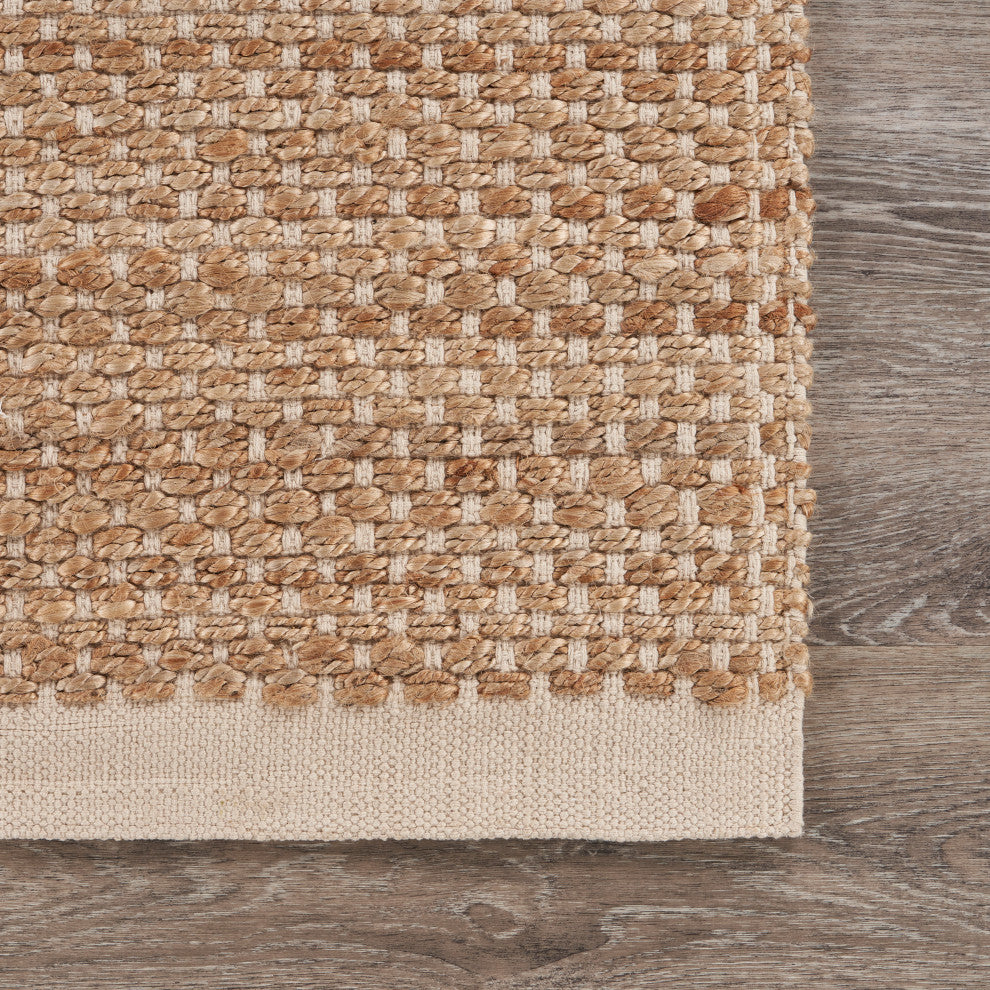 Organic Jute Rug With Off-White Bordering, 7'9"x9'9"