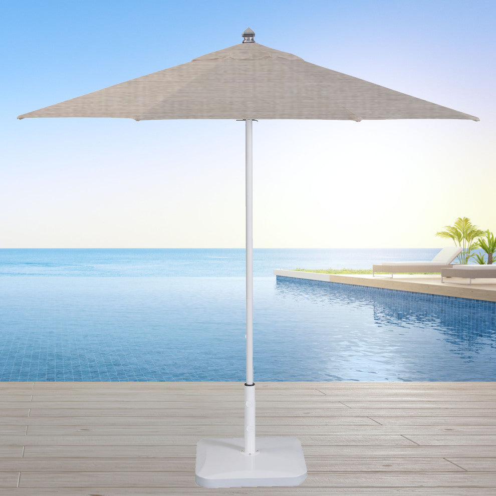 9' Round Flexibe Commercial Umbrella, White, Cast Silver