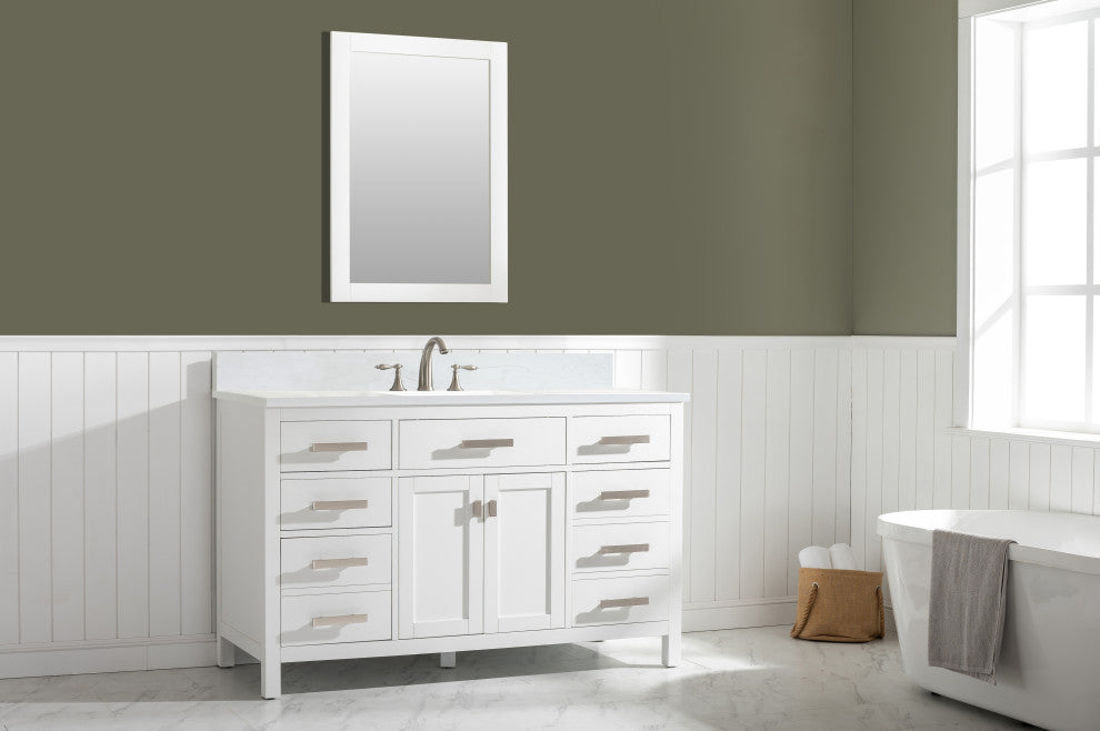 Valentino Single Vanity, White, 54"