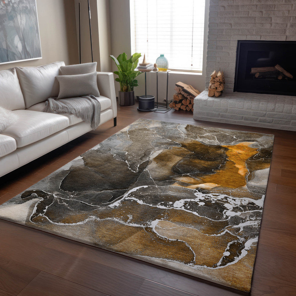 Premium Machine Washable Mayfield AMF503 Brown 10' x 14' Rug