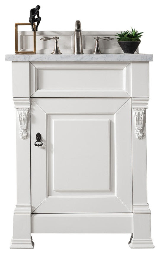 Brookfield 26" Bright White Vanity, Arctic Fall Solid Surface Top
