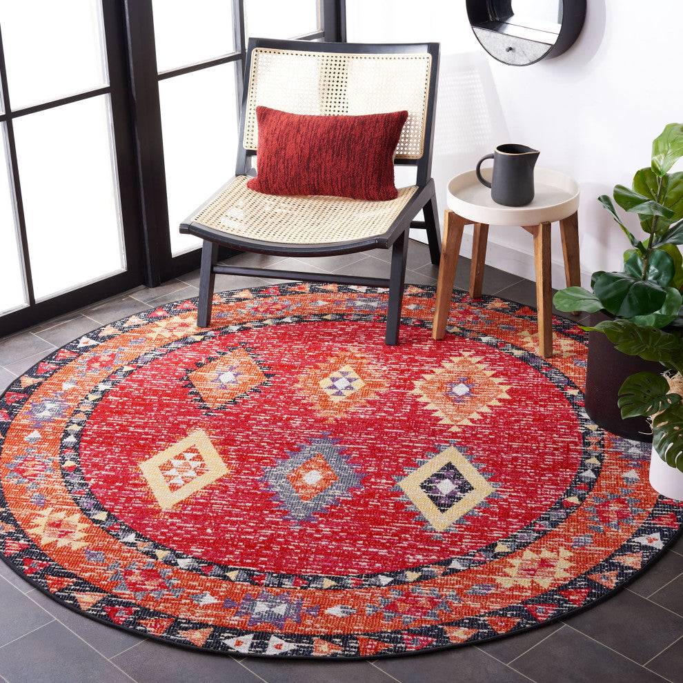 Safavieh Montage Mtg201Q Southwestern Rug, Red and Black, 2'3"x8'0" Runner