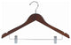 Flat Wood Suit Hanger With Clips, Walnut and Chrome, Set of 25