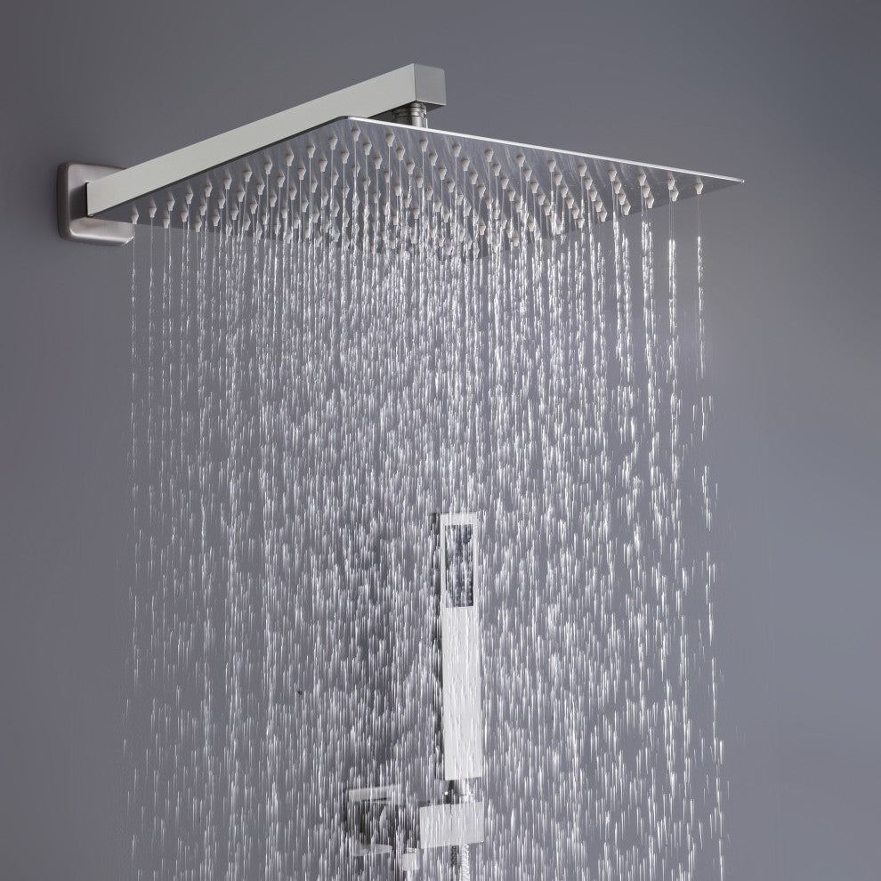 Givingtree Wall Mounted Square Rainfall Shower System with Valve 10 in