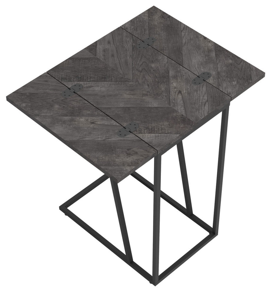 Expandable Rectangular Accent Table, Rustic Gray and Sandy Black