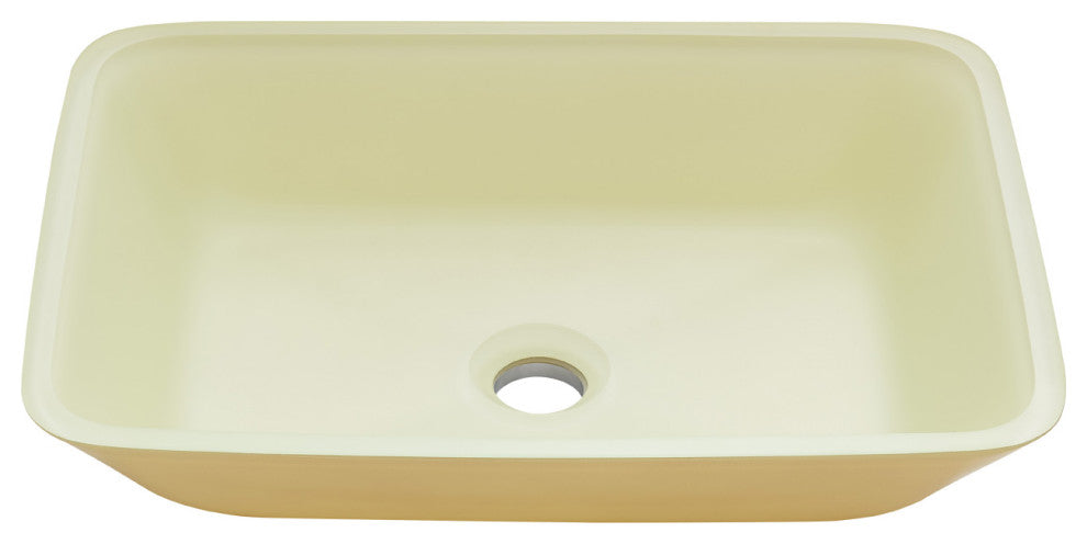 Glass Rectangular Vessel Bathroom Sink without Faucet, Matte White