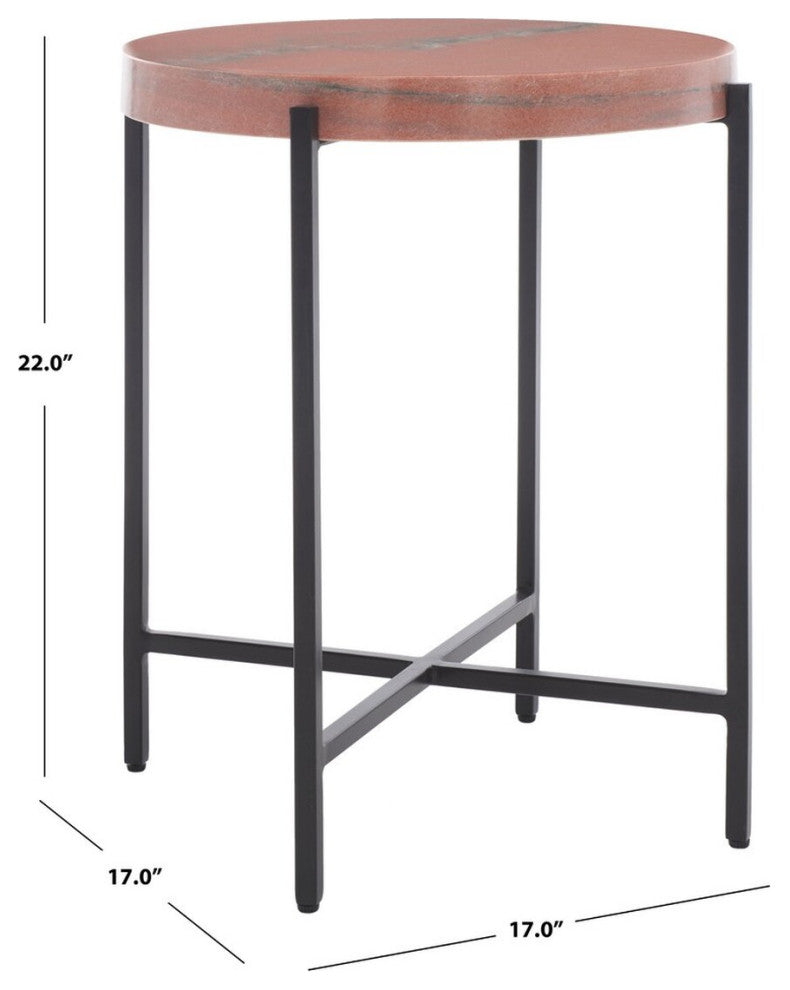 Safavieh Azula Stone Top Accent Table, Burnt Orange/Black