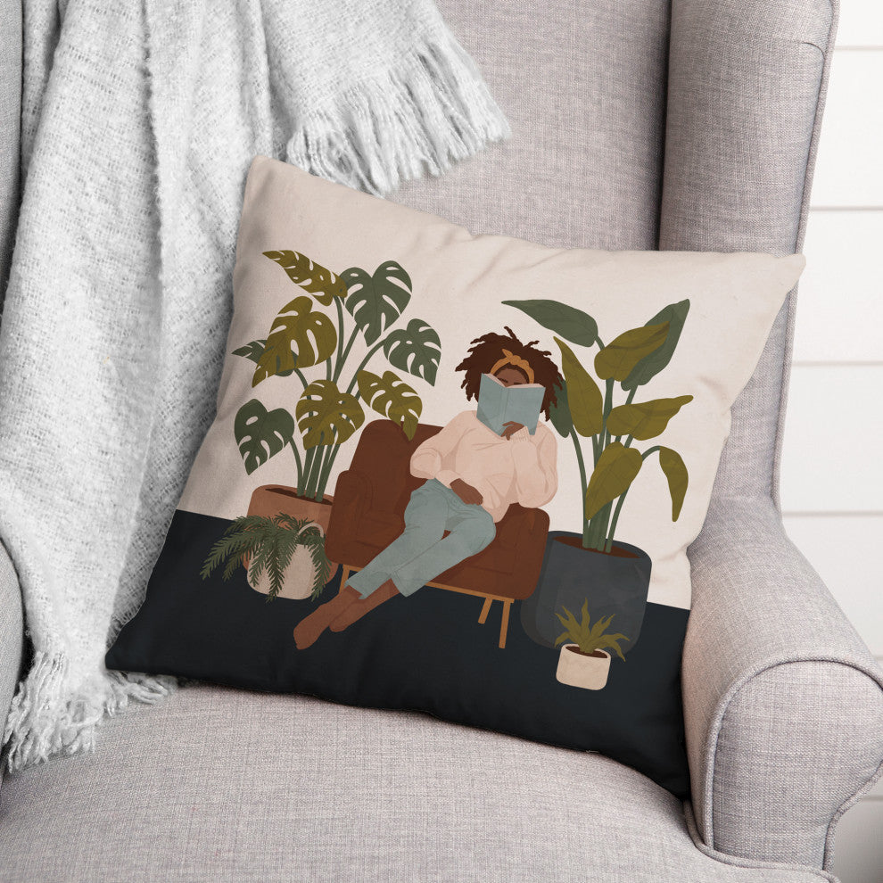 Reading Woman 18"x18" Spun Poly Pillow