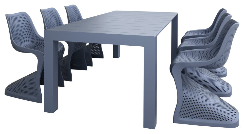 Compamia Bloom Extendable Patio Dining 7-Piece Set, Dark Gray