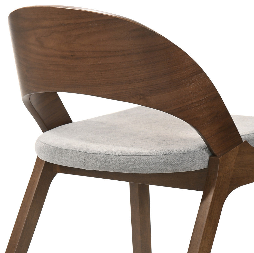 Polly Dining Accent Chairs, Walnut Finish and Gray Fabric, Set of 2