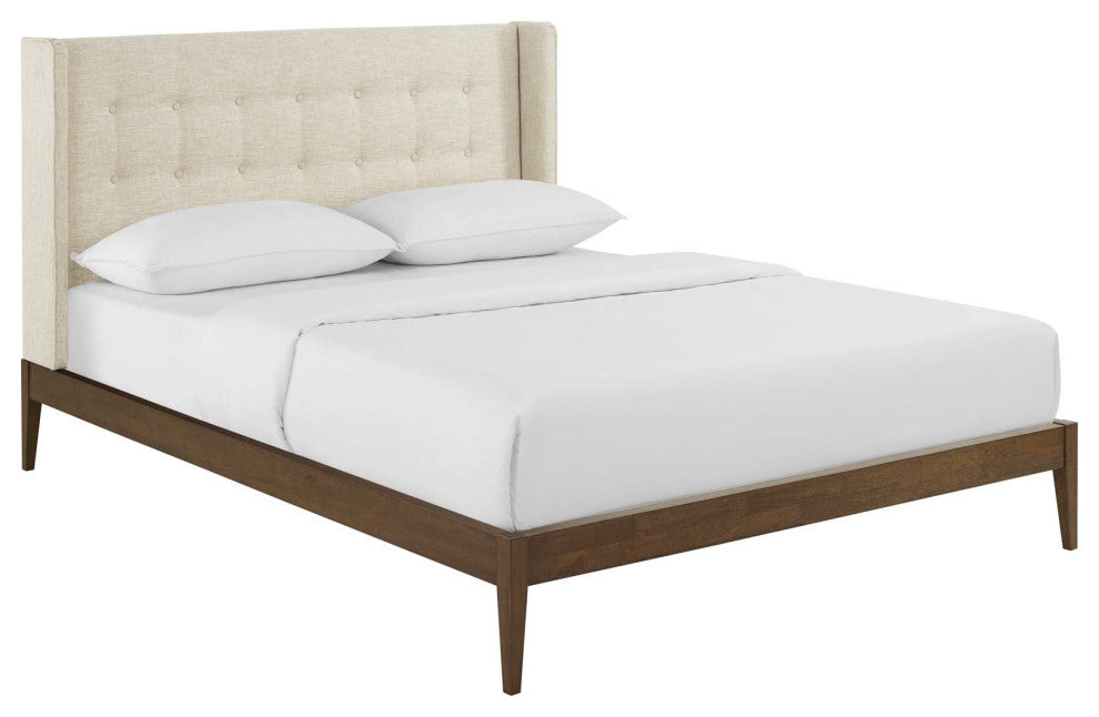 Hadley Queen Wingback Upholstered Polyester Fabric Platform Bed by Modway