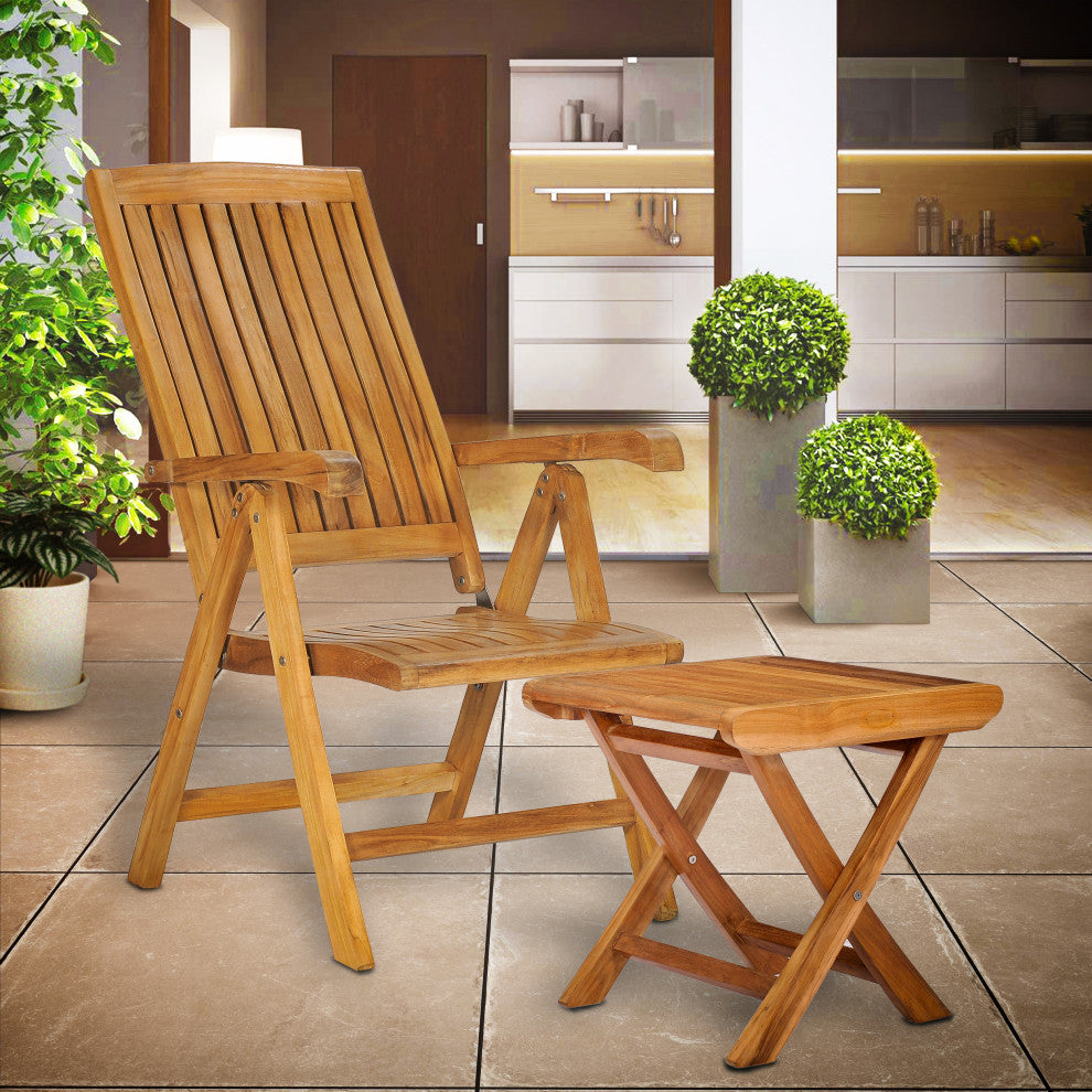 Teak Wood Miami Outdoor Patio Reclining Chair, Made From Solid A-grade