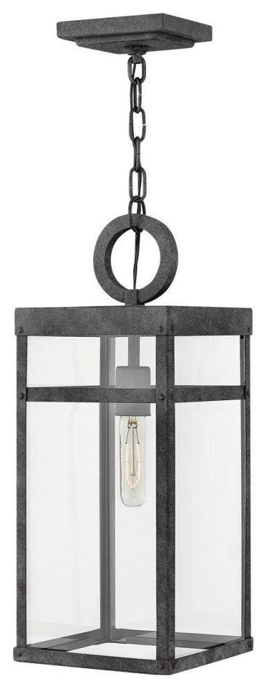 Hinkley Porter Medium Hanging Lantern, Aged Zinc