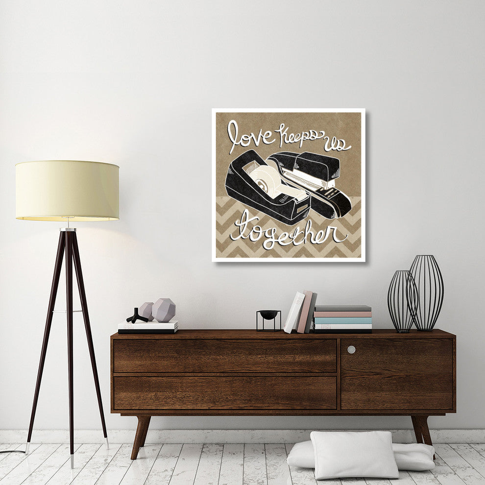 "Love Keeps Us Together Taupe" Digital Paper Print by Mary Urban, 38"x38"