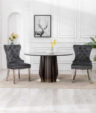 Home Beyond Tufted Velvet Wingback Dining Chairs Set of 2, Gray