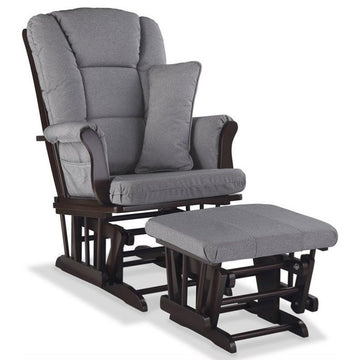 Stork Craft Tuscany Custom Glider and Ottoman in Espresso and Slate Gray