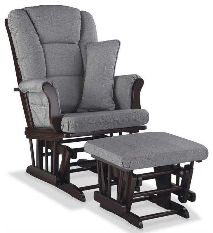 Stork Craft Tuscany Custom Glider and Ottoman in Espresso and Slate Gray