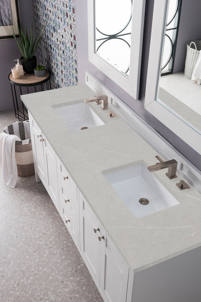 Palisades 72" Double Vanity, Bright White, Eternal Marfil Quartz Top