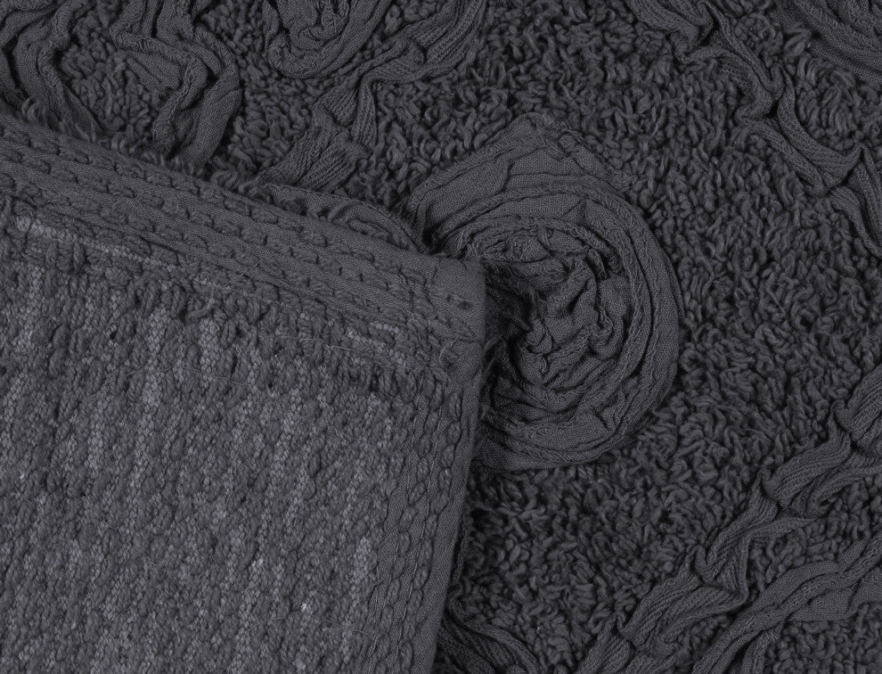 Modesto Bath Rug Bath Rugs Set, 3-Piece Set With Runner, Gray