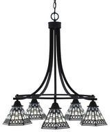 Paramount 5-Light Chandelier, Matte Black, 7" Pewter Art Glass