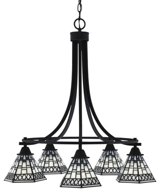 Paramount 5-Light Chandelier, Matte Black, 7" Pewter Art Glass