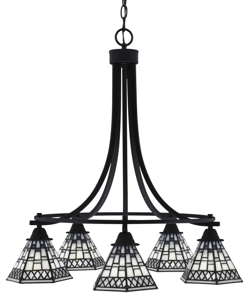 Paramount 5-Light Chandelier, Matte Black, 7" Pewter Art Glass