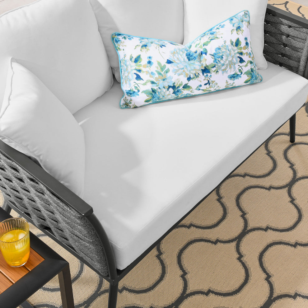 Stance Outdoor Patio Aluminum Loveseat Gray White
