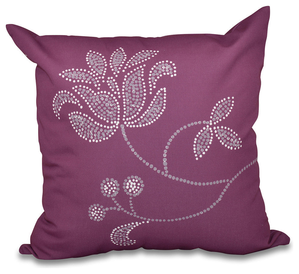Traditional Flower-Single Bloom, Floral Print Pillow, Purple, 16"x16"