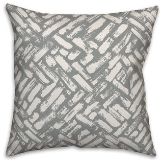 Grey Abstract Strokes 16x16 Throw Pillow