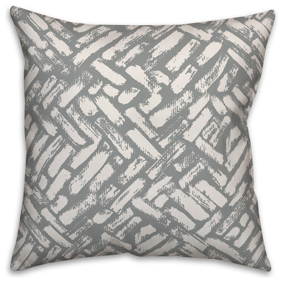 Grey Abstract Strokes 16x16 Throw Pillow