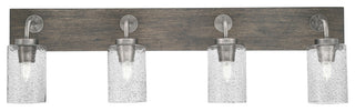 Oxbridge, Bath Bar, Graphite & Painted Distressed Wood-look, 4" Smoke Bubble