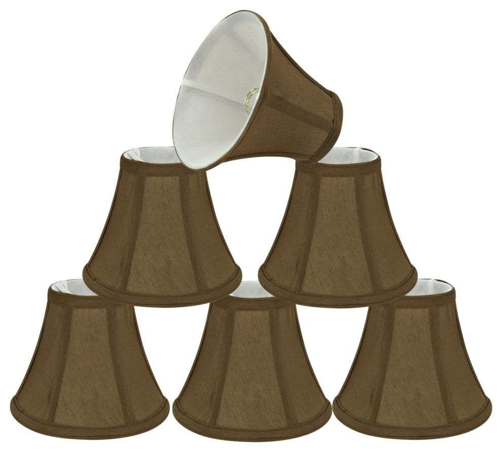 30049-6 Small Bell  Chandelier Clip On Lamp Shade Light Brown 3"x6"x5"