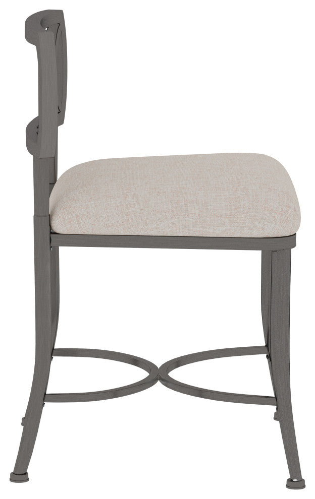 Hillsdale Furniture Canal Street Metal Vanity Stool, Pewter