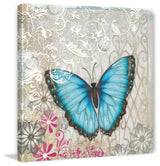 "A Light Blue Butterfly" Painting Print on Wrapped Canvas