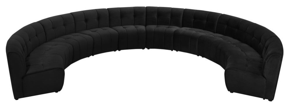 Limitless Velvet Upholstered 10-Piece Modular Sectional, Black