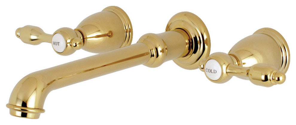 Kingston Brass Two-Handle Wall Mount Tub Faucet, Polished Brass