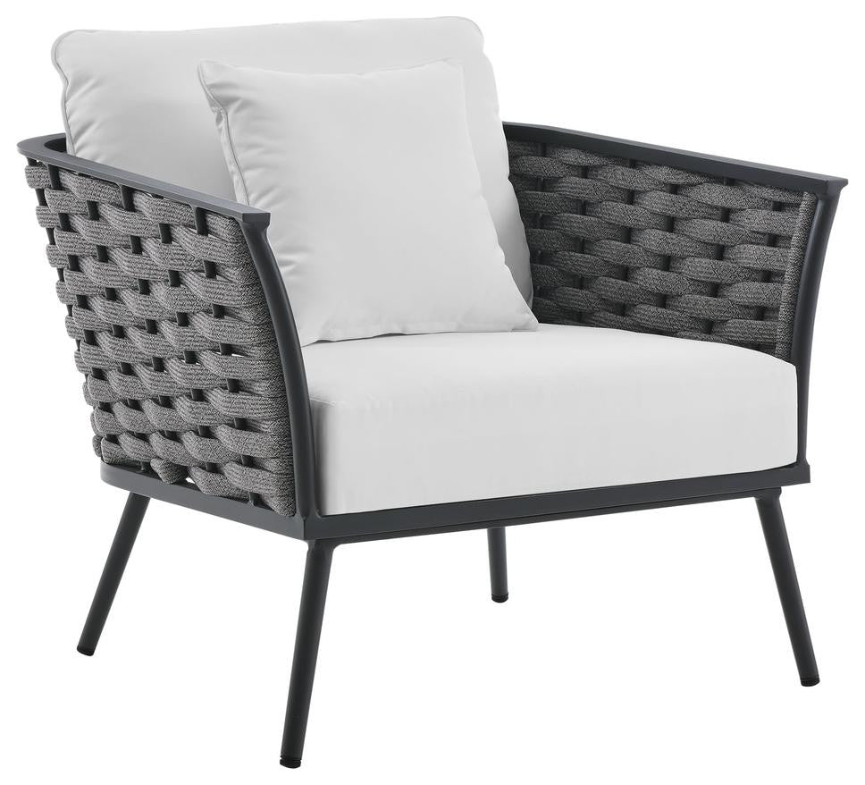Stance Outdoor Patio Aluminum Armchair Gray White