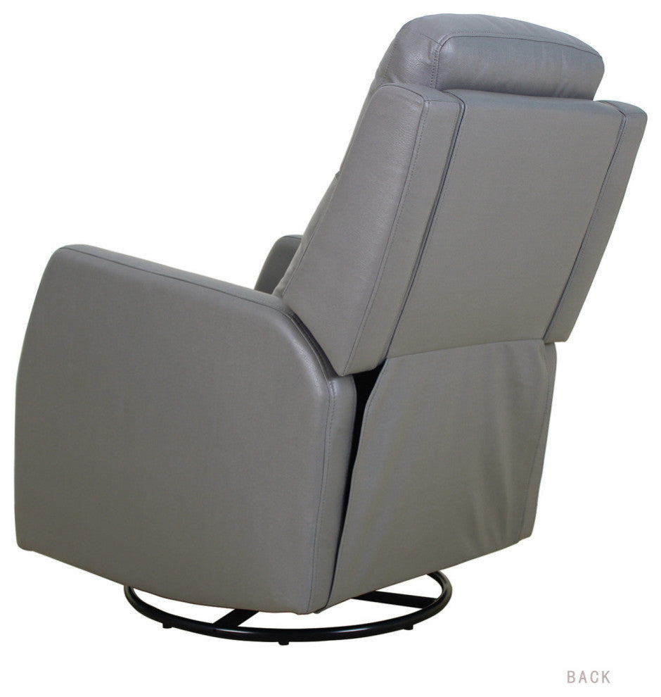 Upholstered Swivel Recliner With Tufted Back, Gray
