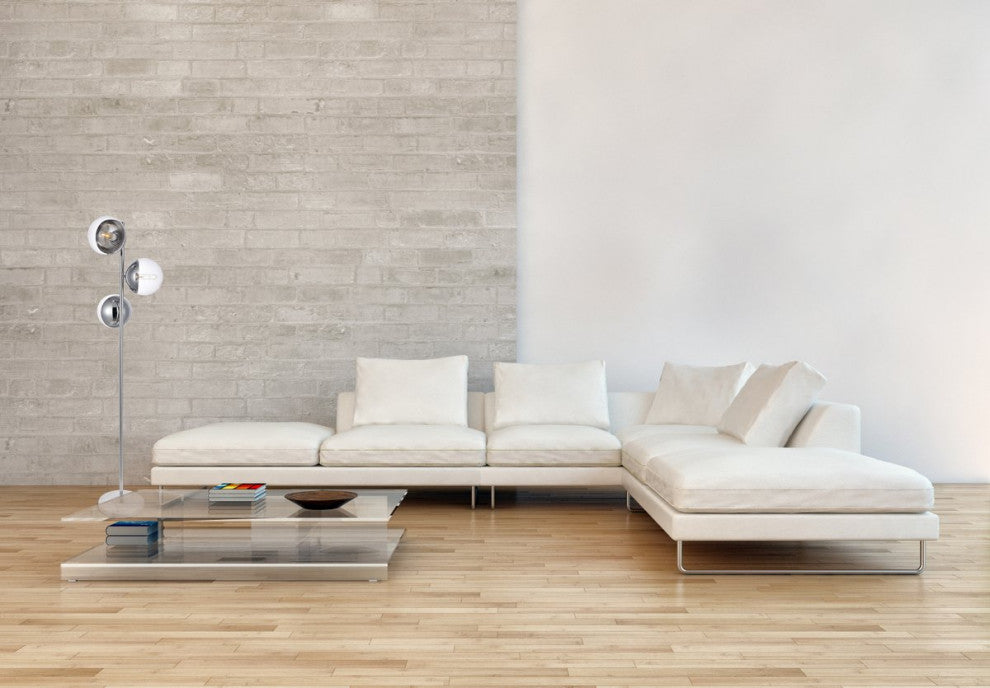 Midcentury Modern Chrome And Clear 3-Light Floor Lamp