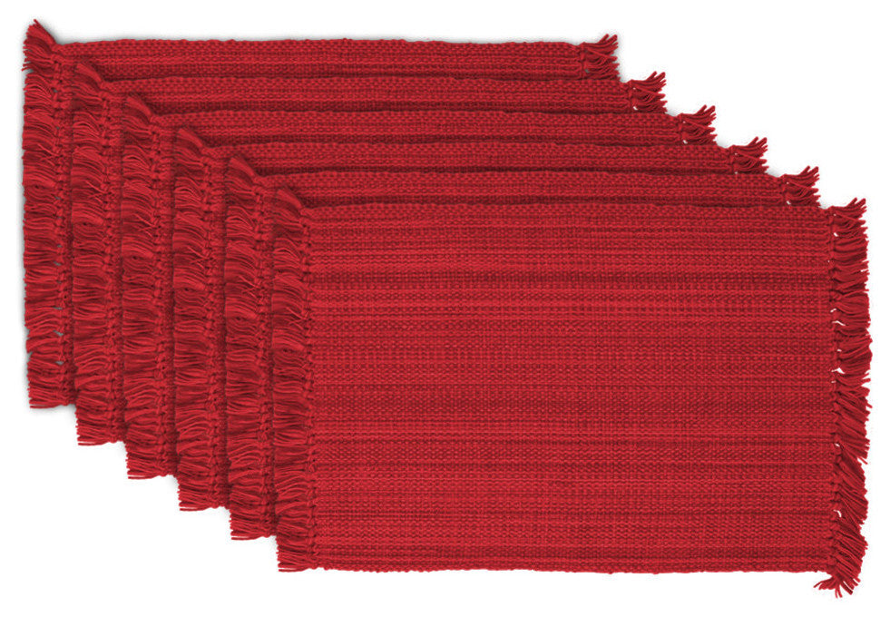 DII Variegated Tango Red Fringe Placemat, Set of 6