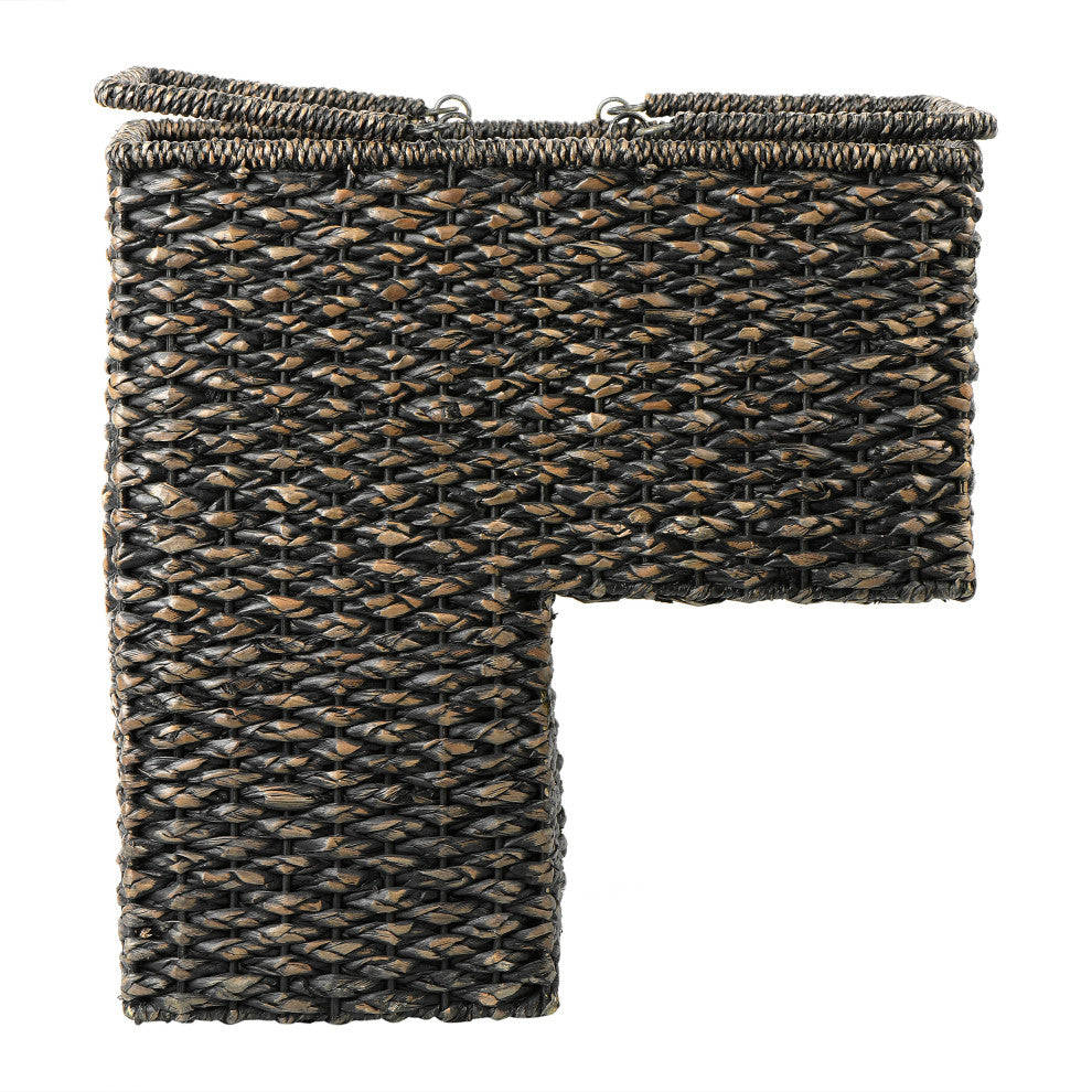 Woven/Bangkuan Stair Basket With Handles, Black