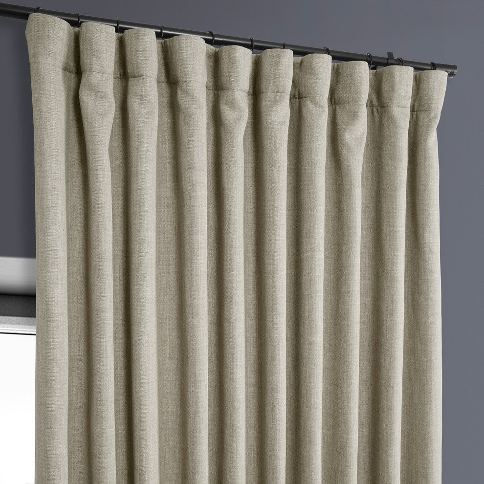 Faux Linen Extra Wide Room Darkening Curtain Single Panel, Oatmeal, 100"x84"