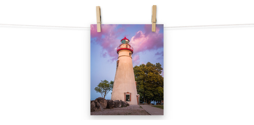 Marblehead Lighthouse at Sunset Coastal Landscape Unframed Wall Art Prints, 8" X 10"