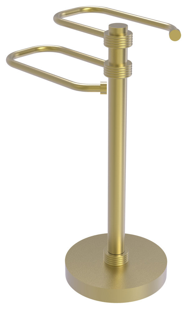 Free Standing Two Arm Guest Towel Holder, Satin Brass